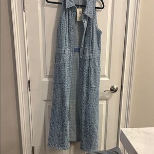Ramy Brook Sky Blue Tweed Maxi Dress